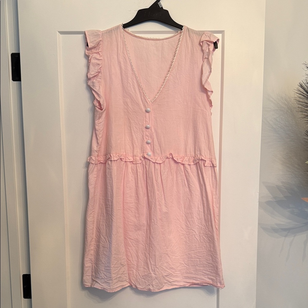 Pink Ruffle Cap Sleeve Dress